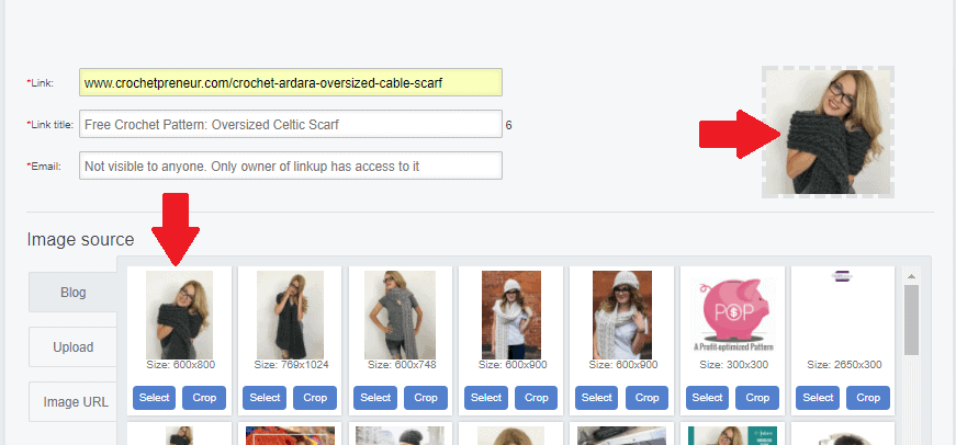 Instructional photo of adding links in specific images