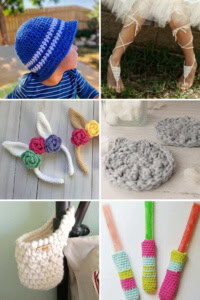 best crochet for spring and summer craft fairs - collage image showing 6 of 18 featured designs