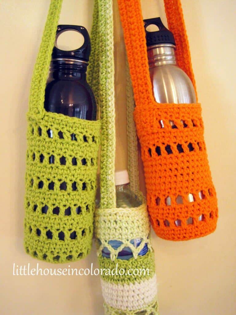 Photo of 3 hanging Water Bottle Cozy with water bottles