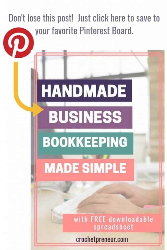 pinterest image for handmade business bookkeeping post