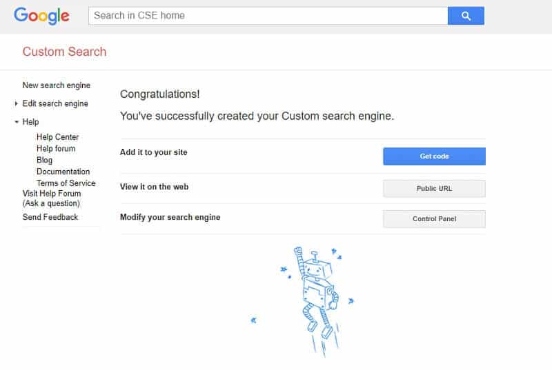 Screenshot for the tutorial on how to make Google Custom Search Engine