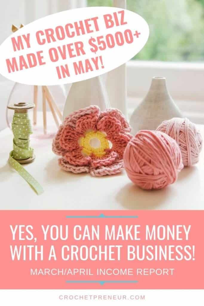 Pinterest graphic for Crochetprenuer May Income Report