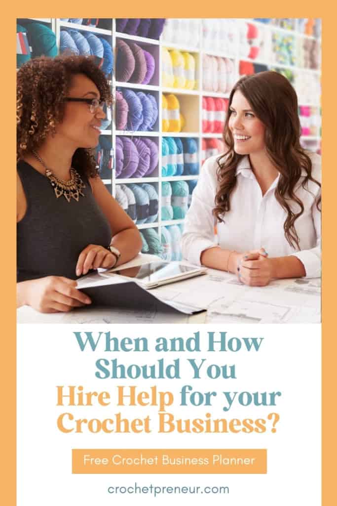 When and How to Hire Help for Your Crochet Business - Image of two women working with shelves of yarn in the background