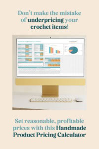 Mistakes to Avoid When Selling Crochet Items - Pin featuring a computer screen showing the Handmade Product Pricing Calculator