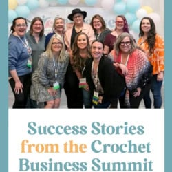 Crochet Business Success Stories - Pin featuring Pam and several members of the Catalyst Collective